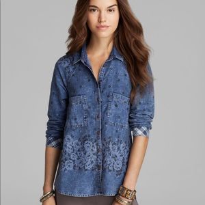 Free People Dottie Over You Floral Denim Top